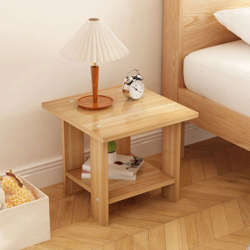 Wooden Double Layers Bedside Table Simple Solid Nightstands Night Table For Table Sofa Side Table Home Living Room Bedroom Furni