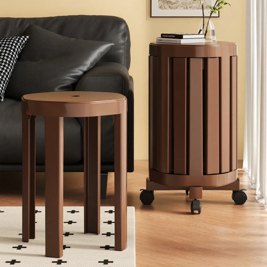 Four-In-One Stool Stackable Stools Multi-Functional Living Room Round Stool New Chinese Style Solid Wood Round Stool Dining Tabl