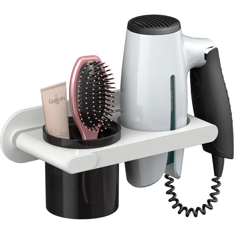 Wall Mounted Hair Dryer Holder, Self-Adhesive, Rack, Punch-Free, Bathroom Supplies, Shelf Organizer