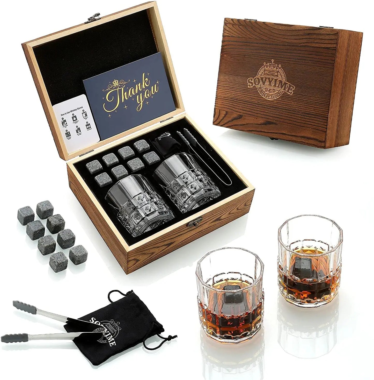 Kit Whiskey Stones & Glasses Set Box