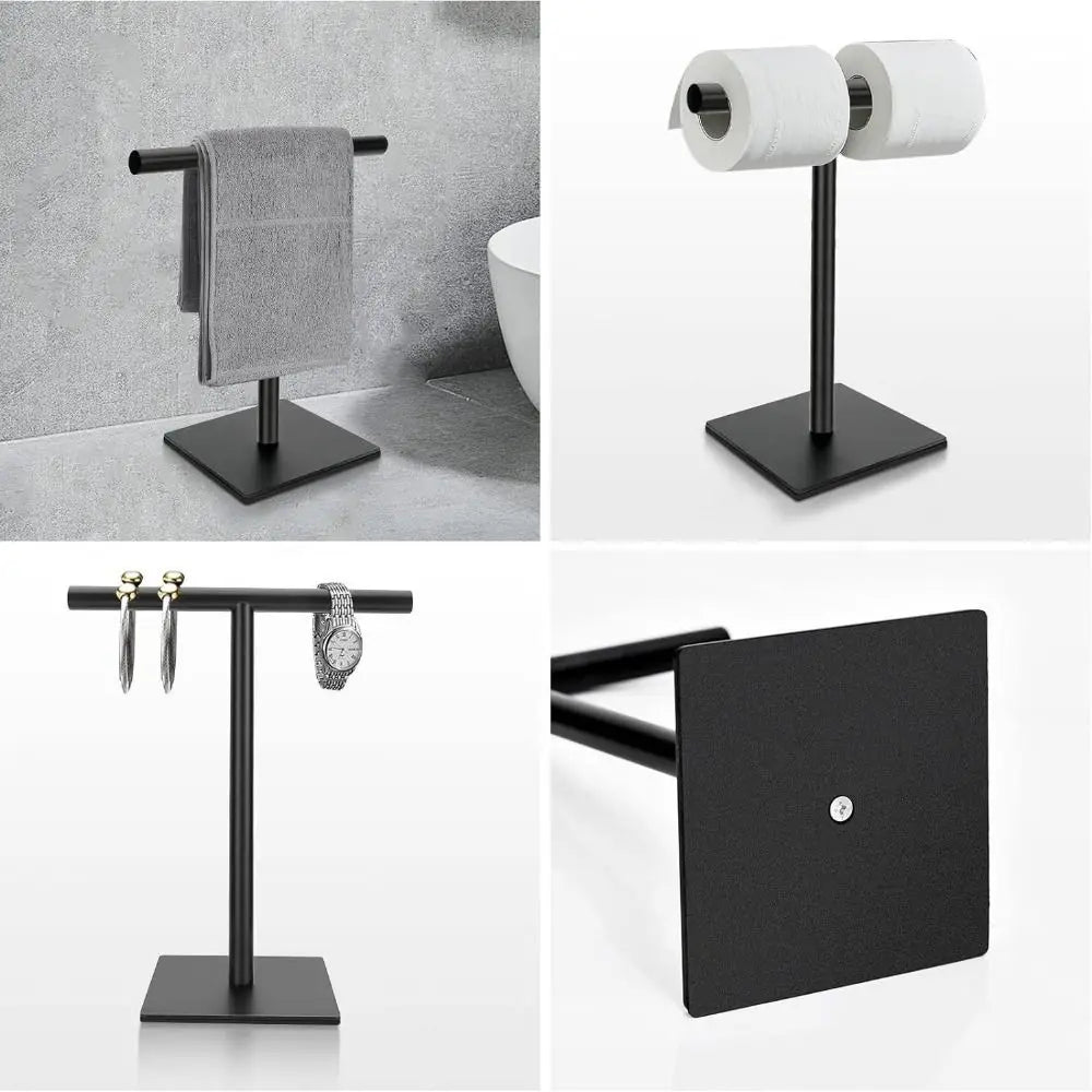 Stainless Steel Bath Towel Stand T-Shape Modern Style Bathroom Towel Hanger with Heavy Base Rustproof Hand Towel Holder Kitchen