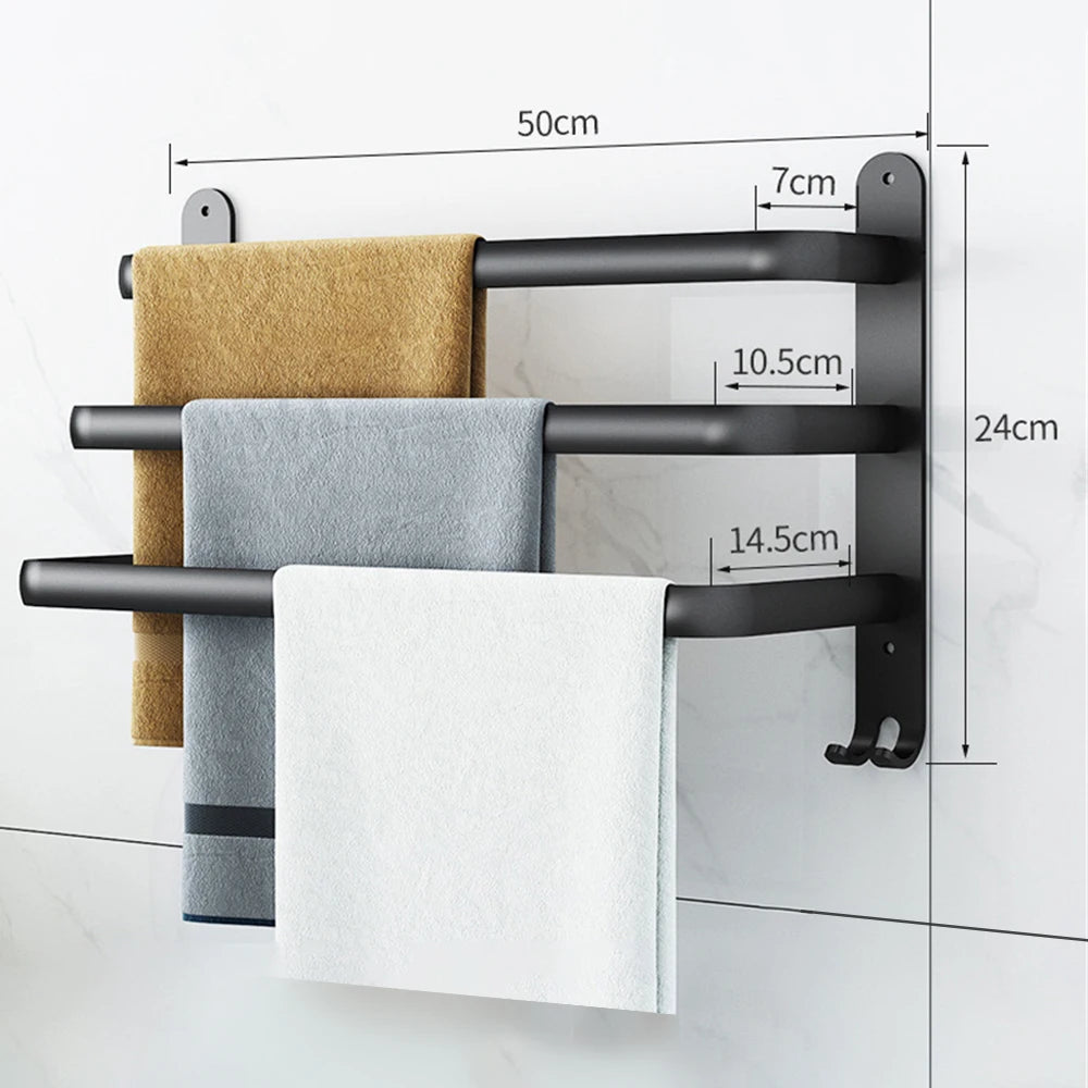 Bathroom Towel Rack 3 Layers No Drill Towel Holder Shower Rack Aluminum alloy Storage Shelf  Bathroom Accessories