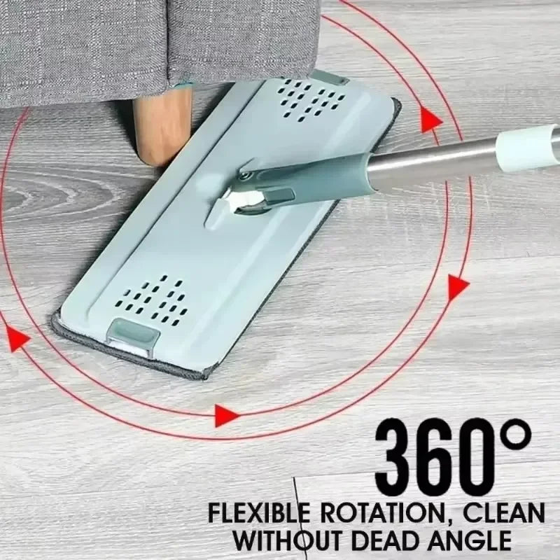 Flat Squeeze Mop Hands Free Wringing Microfiber Pad with Bucket for Hardwood Laminate Floor Window Wet Dry Washable Cleaning Set