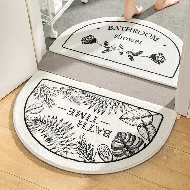 1PC Bathroom Mat Semicircle Floor Rugs Entrance Door Mats Non-slip Mats Cartoon Rug Dustproof Absorbent Carpet Bath Tub Carpets