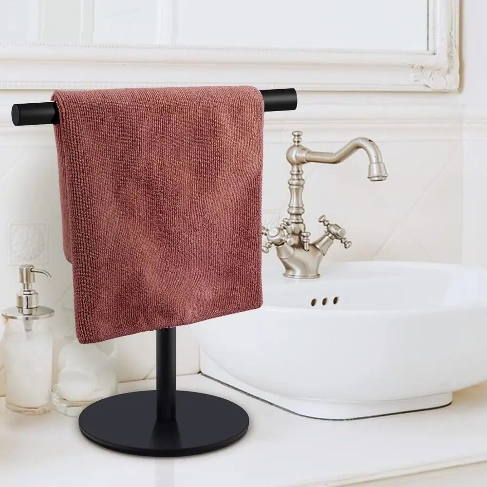 Stainless Steel Bath Towel Stand T-Shape Modern Style Bathroom Towel Hanger with Heavy Base Rustproof Hand Towel Holder Kitchen