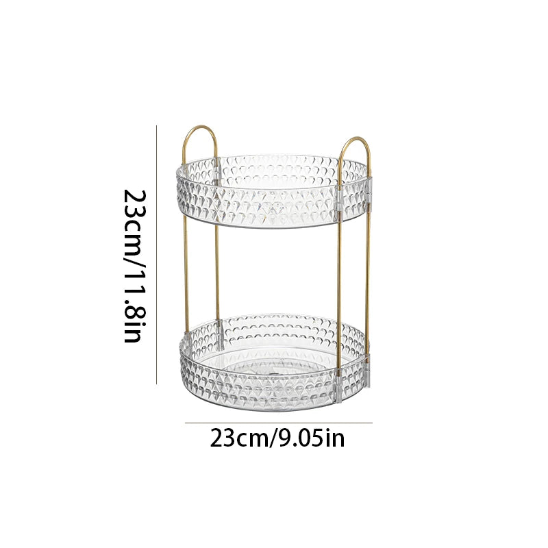 360° Rotating Cosmetic Organizer 3 Tier Transparent Diamond Pattern Cosmetic Rack Bathroom Cosmetic Vanity Organizer Countertop