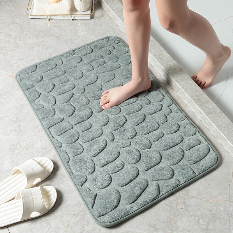 Mat Non Slip Carpets Cobblestone Embossed Bathroom Bath In Wash Basin Bathtub Side Floor Rug Shower Room Doormat Memory Foam