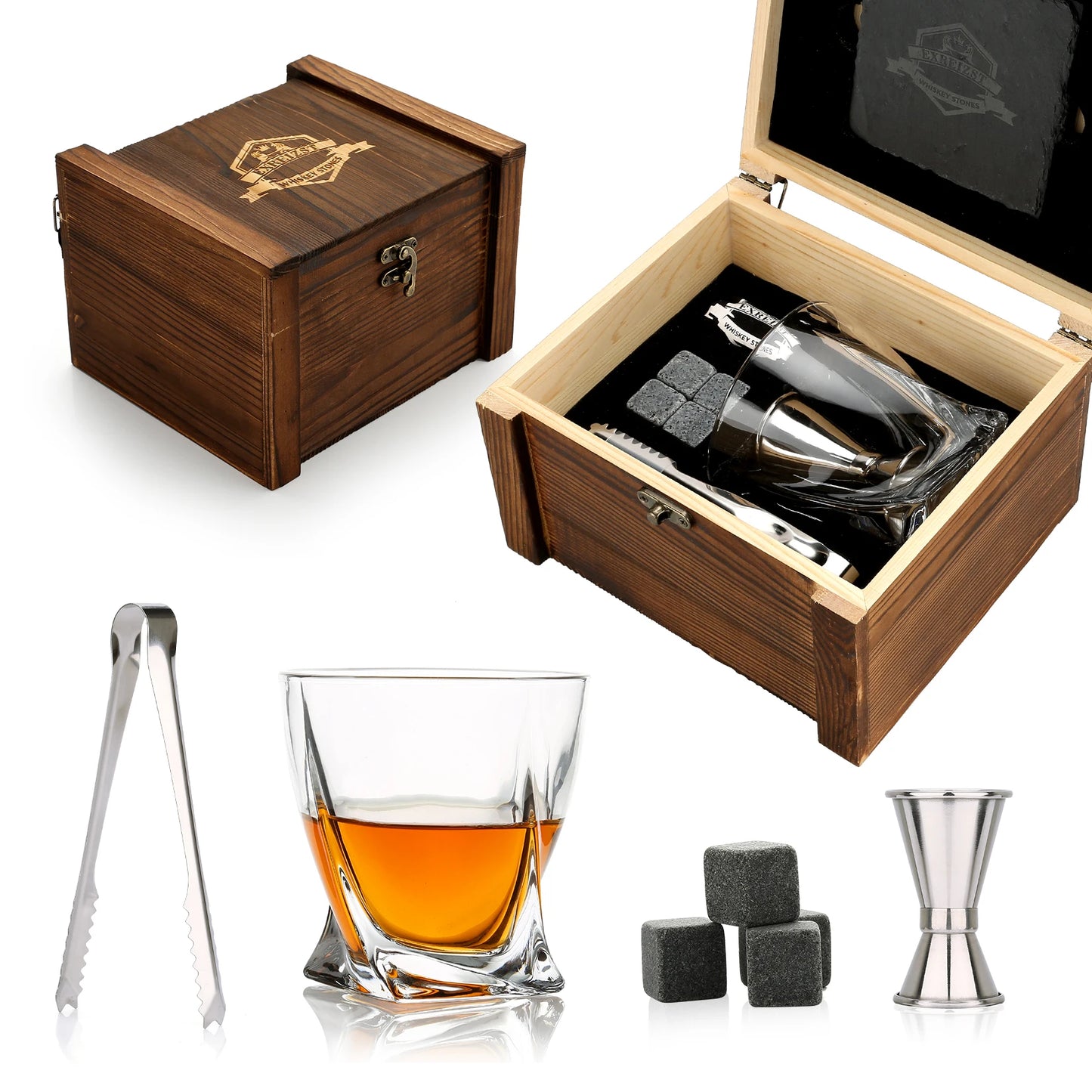 Kit Whiskey Stones & Glasses Set Box