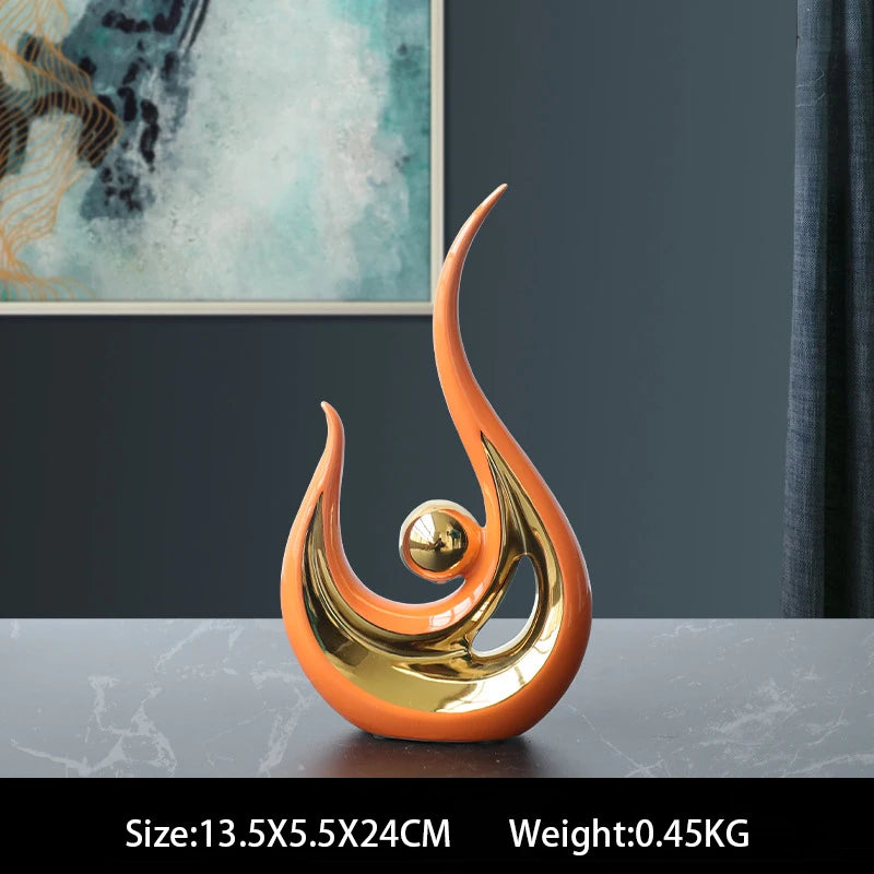 Nordic Abstract Ceramic Figurine Light Luxury Living Room Home Decoration Office Sculpture Decor Desk Accessories Craft Gift
