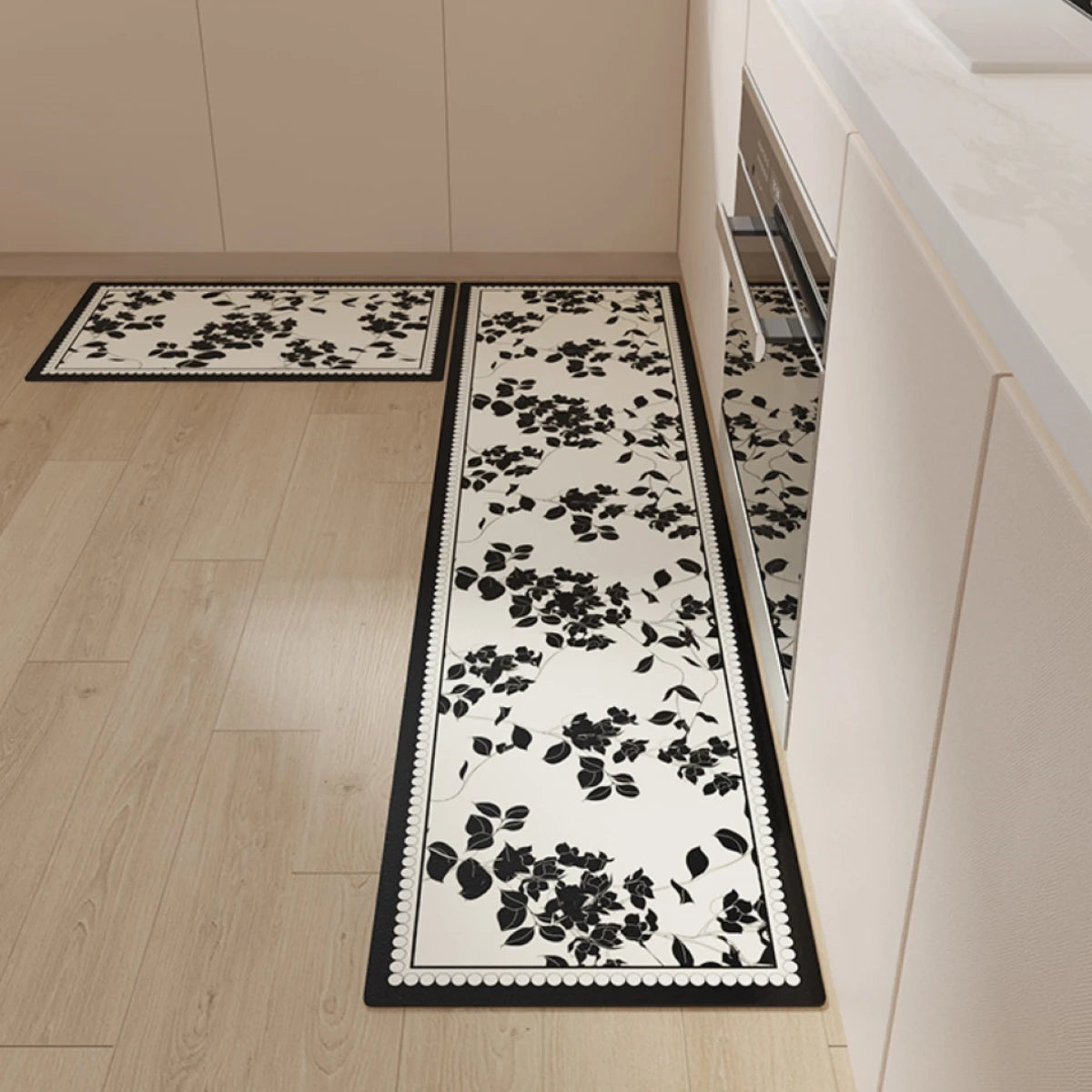 Flower Pvc Leather Waterproof Rugs Non-slip Long Rug Carpet for Kitchen Floor Mat Oil-proof Foot Mats