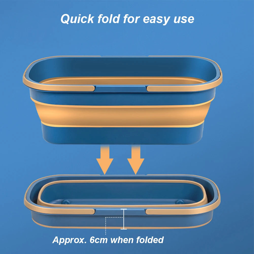 Flat Mop Cleaning Bucket Foldable Portable Mop Water Pail with Handle Rectangular Folding Water Tub for Outdoor Garden Camping