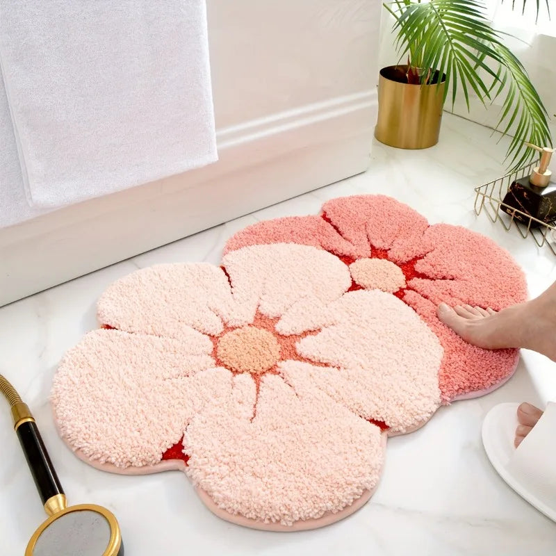 Bathroom Floor Mat Two Color Flower