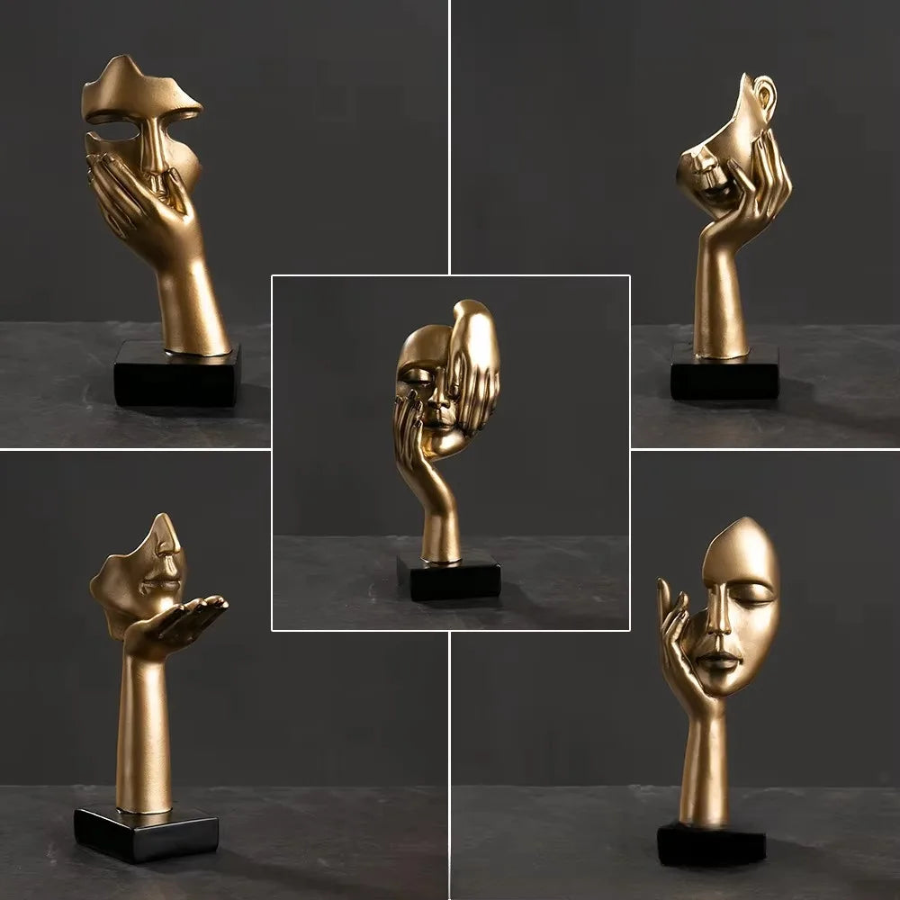 Resin Abstract Mask Statues