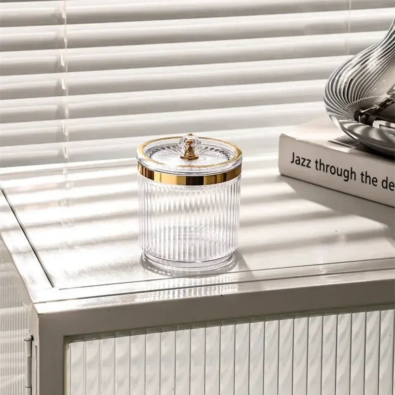 Multifunctional Cosmetic Organizer Dustproof Makeup Cotton Swab Ball Pad Holder Makeup Tool Storage Box Container for Desktop