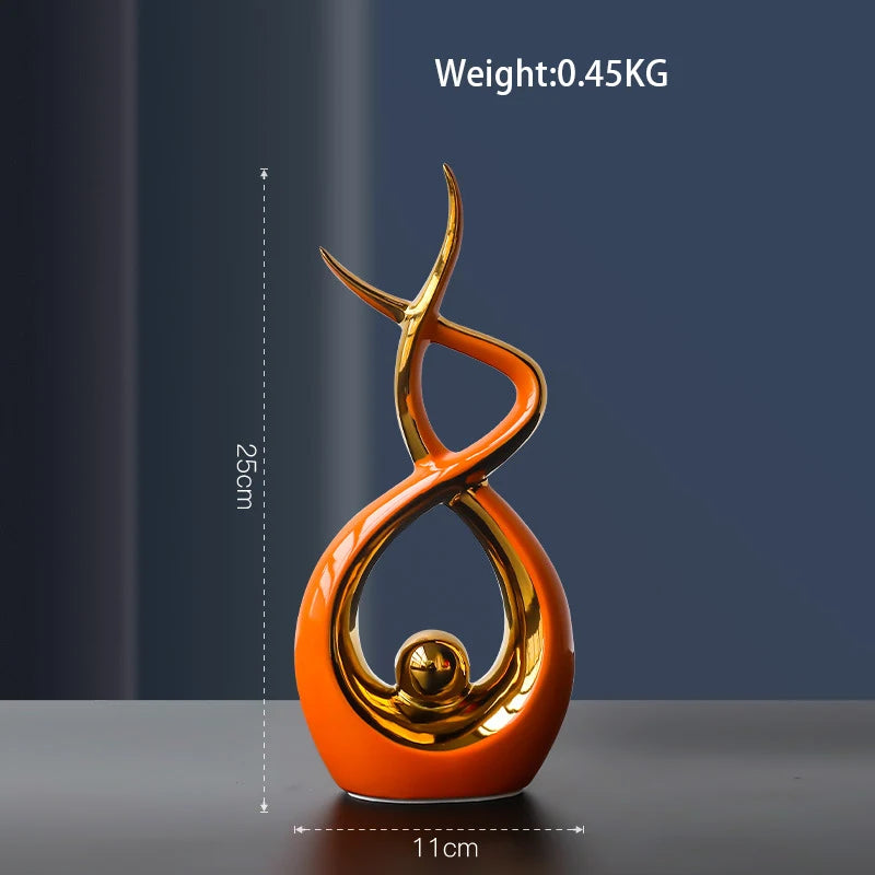 Nordic Abstract Ceramic Figurine Light Luxury Living Room Home Decoration Office Sculpture Decor Desk Accessories Craft Gift