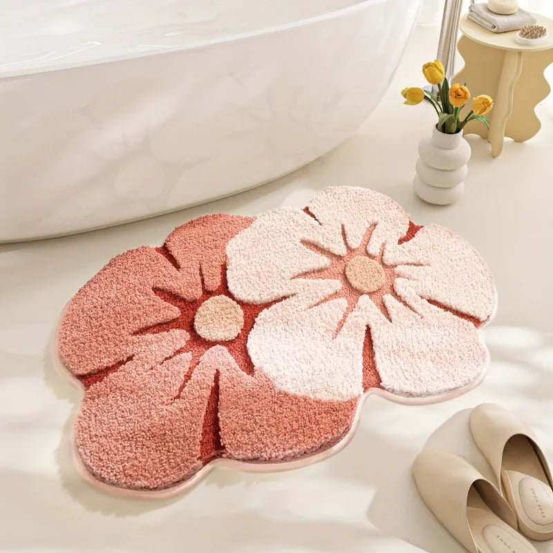 Bathroom Floor Mat Two Color Flower