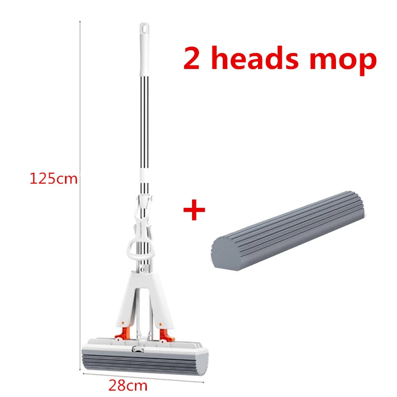Collodion Mop Or Head Foldable Water Free Hand Washing Squeeze Cotton Replace Home Tiles Wood Household Cleaning Wringer Mopping