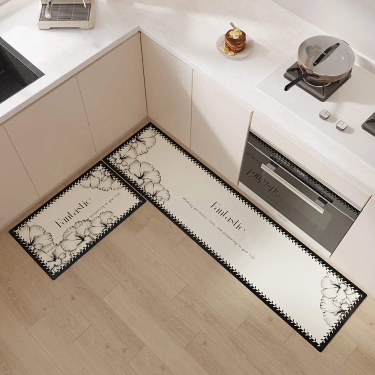 Flower Pvc Leather Waterproof Rugs Non-slip Long Rug Carpet for Kitchen Floor Mat Oil-proof Foot Mats