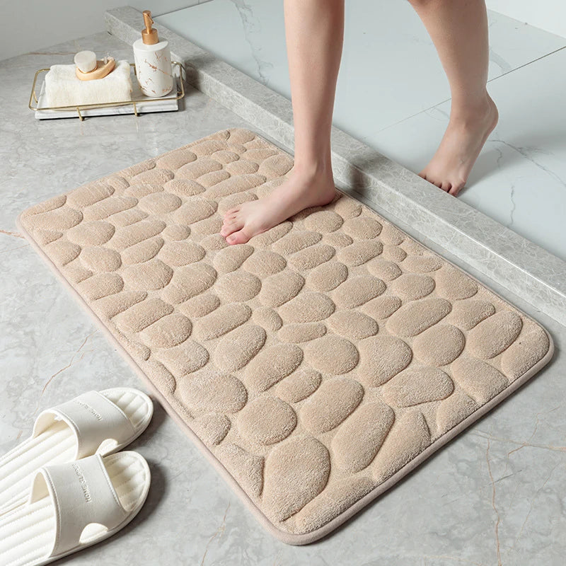Mat Non Slip Carpets Cobblestone Embossed Bathroom Bath In Wash Basin Bathtub Side Floor Rug Shower Room Doormat Memory Foam