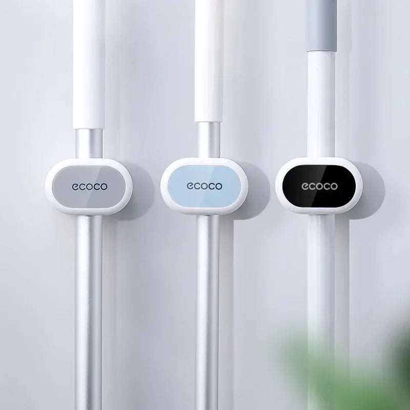 Strong Adhesive Mop Broom Holder Wall Mount - No Drill Bathroom Storage Rack, Heavy Duty Waterproof Hook for Cleaning Tools