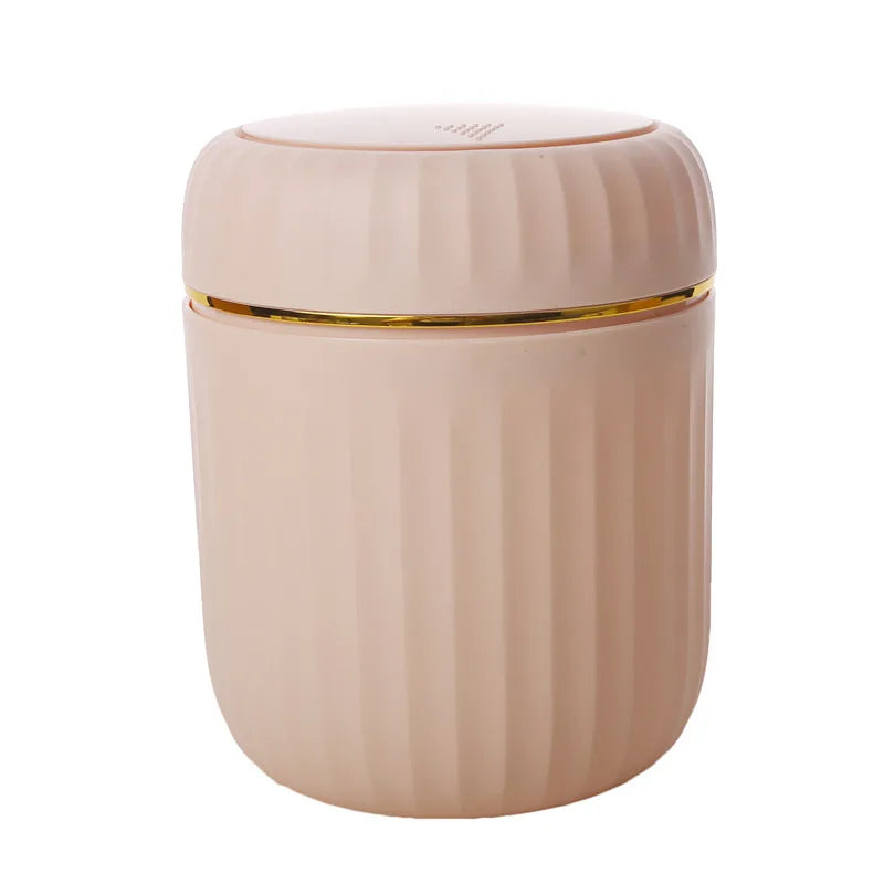 2024 New Light Luxury Mini Wastebasket Trash Can with Press Lid for Bathroom Vanity Makeup Table Inside Cabinet Desk Trash Bin