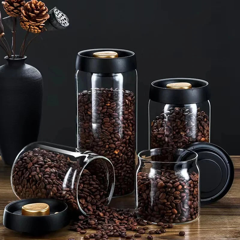 Transparent Glass Coffee Storage