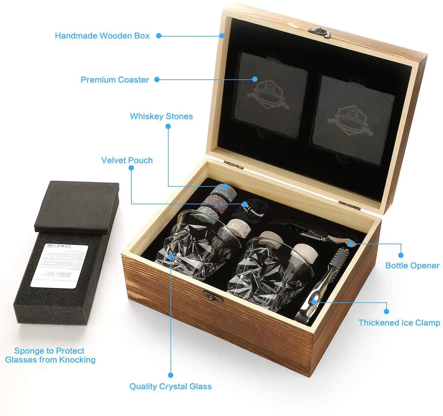 Kit Whiskey Stones & Glasses Set Box