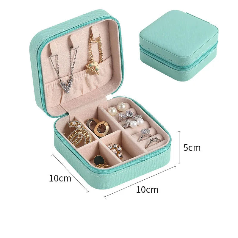 Simple ins macaroon jewelry box travel travel studs necklace ring jewelry box, portable