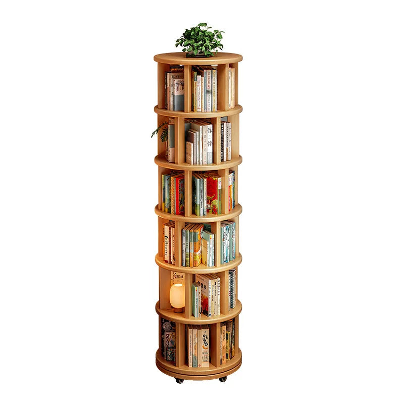 Solid wood rotating bookshelf 360