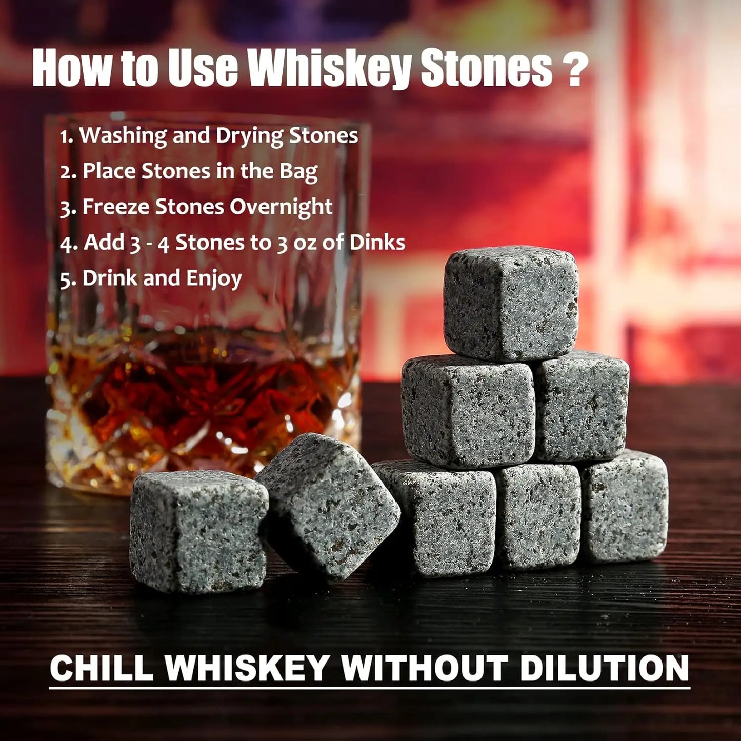 Kit Whiskey Stones & Glasses Set Box