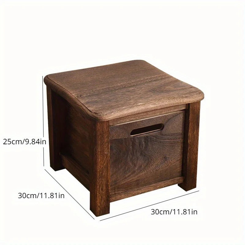 Dark Brown Wooden Shoe Changing Stool with Storage
