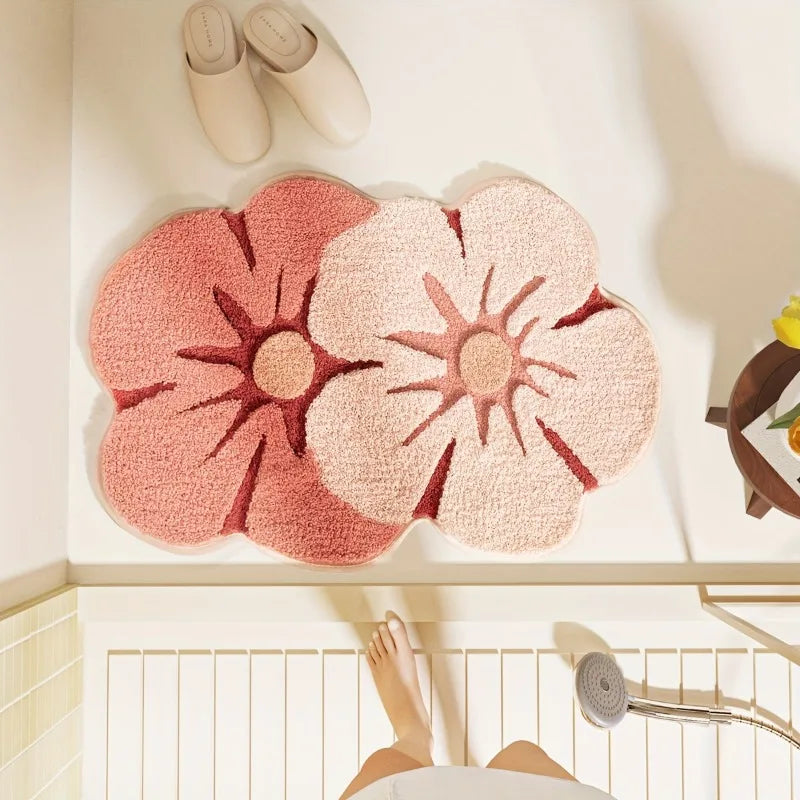 Bathroom Floor Mat Two Color Flower