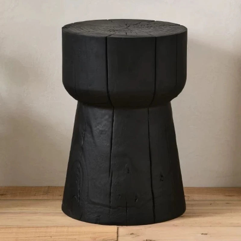 Solid Wood Stool Portable Black