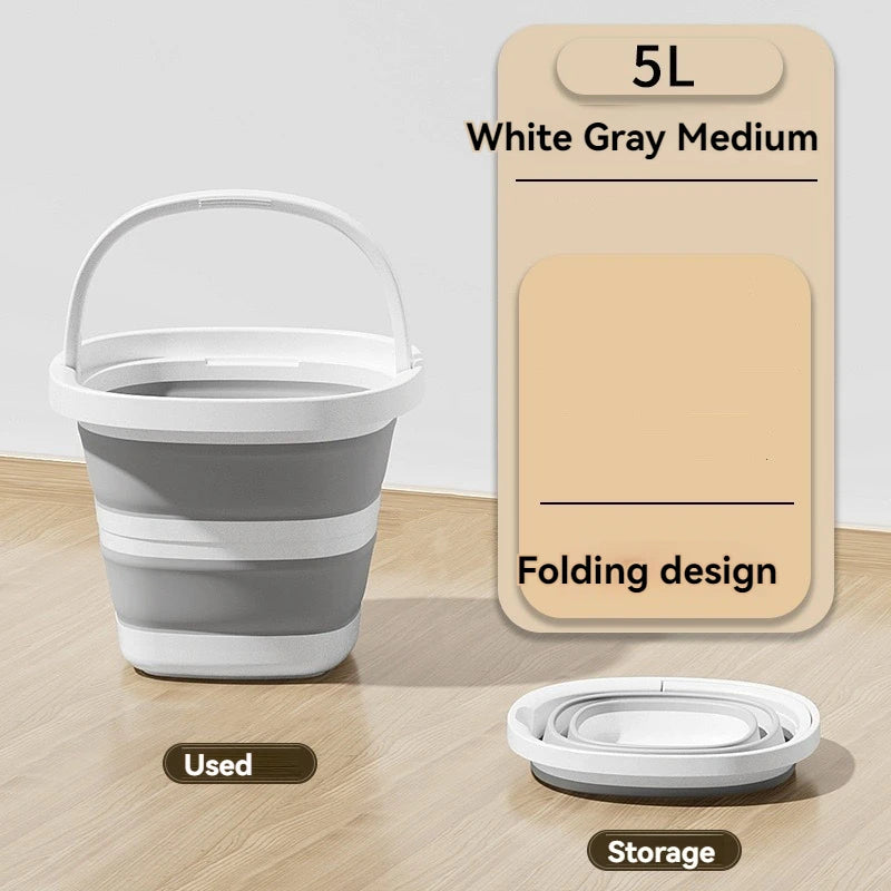 Versatile Folding Water Bucket with Handle for Home and Outdoor Use - Collapsible Fishing Pail for Portable Storage