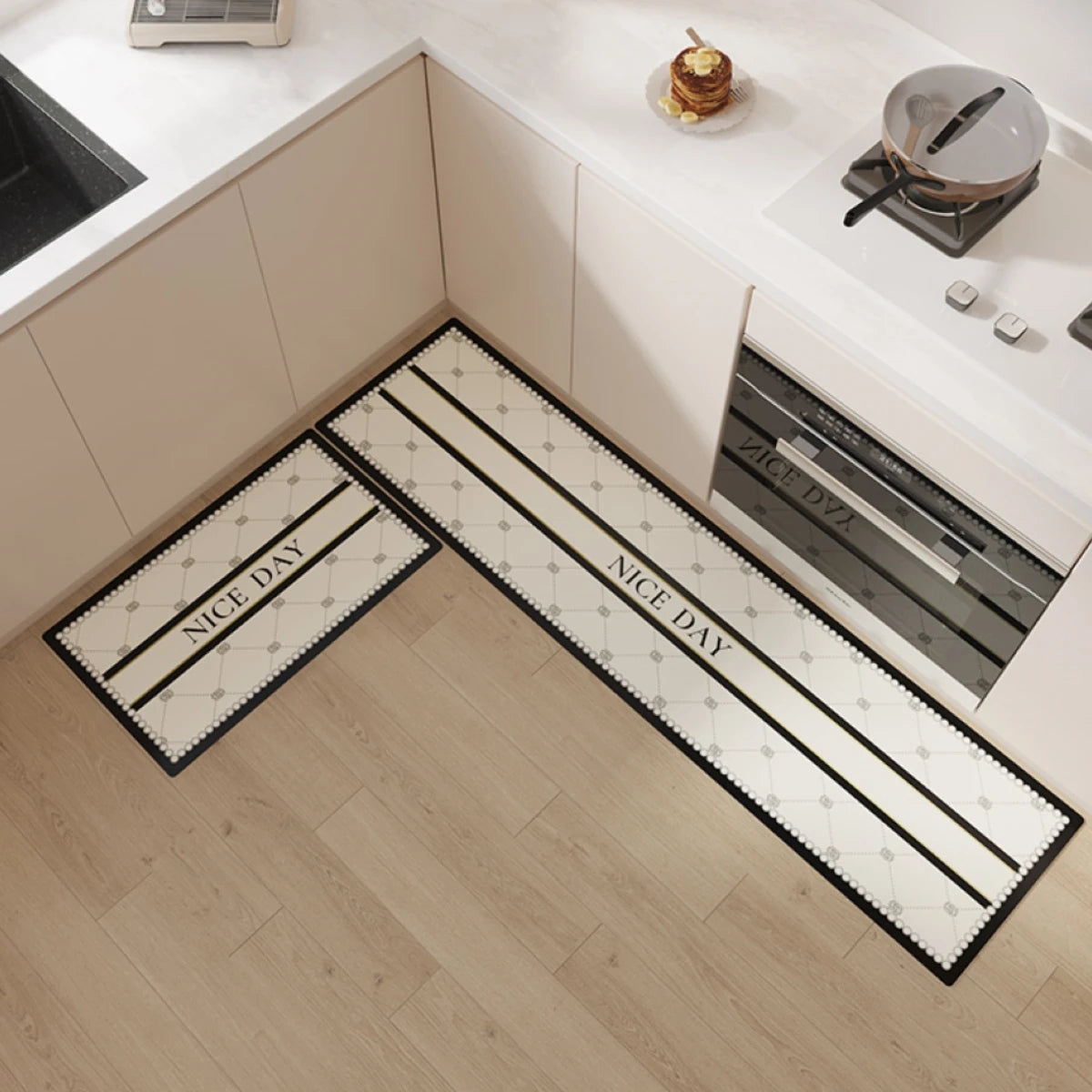 Flower Pvc Leather Waterproof Rugs Non-slip Long Rug Carpet for Kitchen Floor Mat Oil-proof Foot Mats