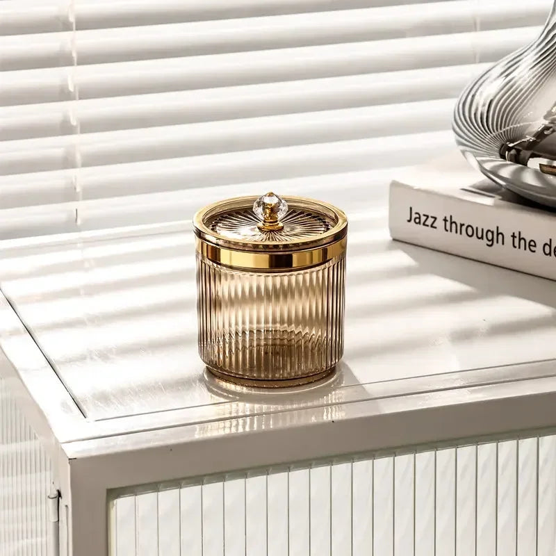 Multifunctional Cosmetic Organizer Dustproof Makeup Cotton Swab Ball Pad Holder Makeup Tool Storage Box Container for Desktop