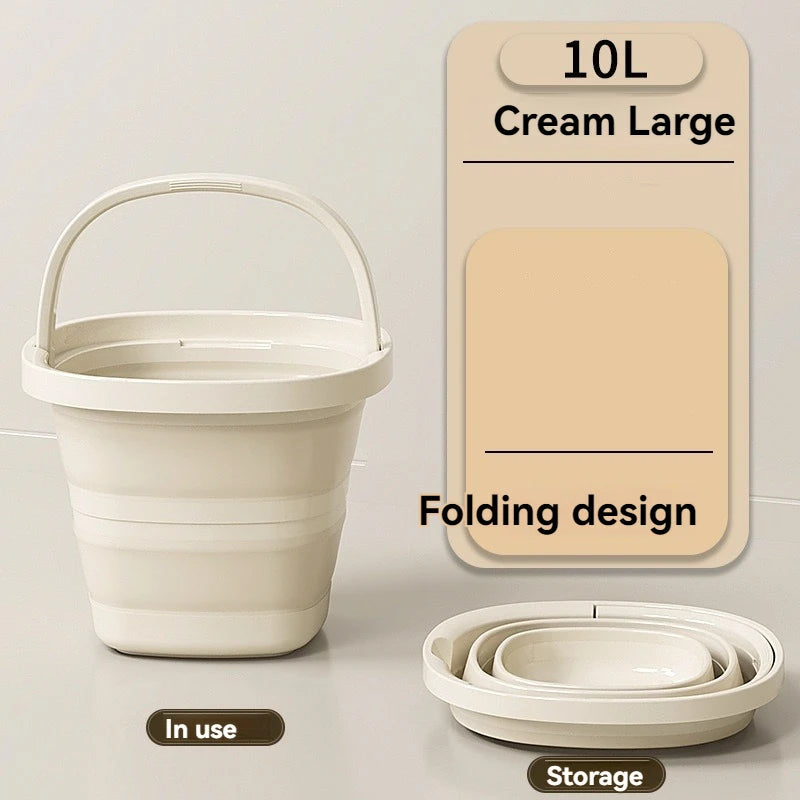 Versatile Folding Water Bucket with Handle for Home and Outdoor Use - Collapsible Fishing Pail for Portable Storage