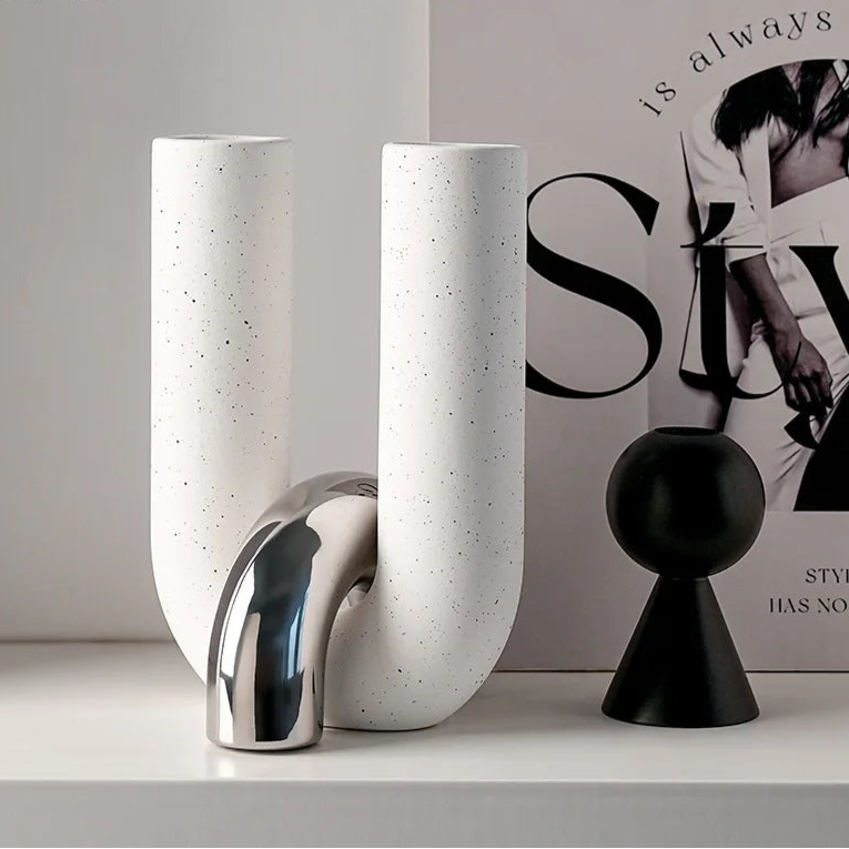 Creative U-shaped Ceramic Vase Flower