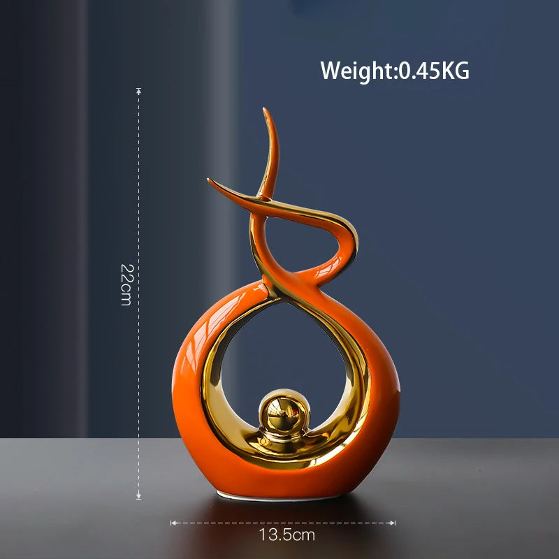 Nordic Abstract Ceramic Figurine Light Luxury Living Room Home Decoration Office Sculpture Decor Desk Accessories Craft Gift