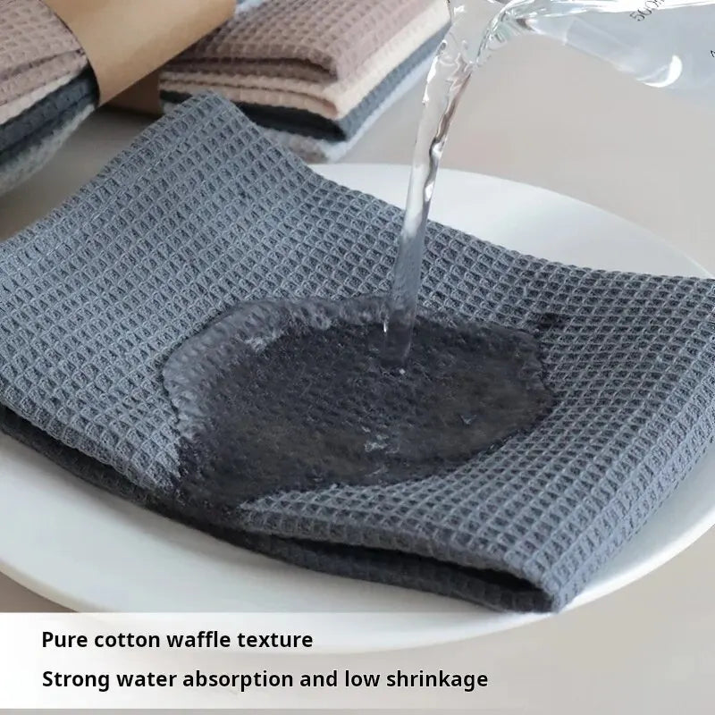 4 Cotton Washcloths Plain Color Waffle Dish Towels Absorbent Cleaning Supplies Suitable For Many Scenarios