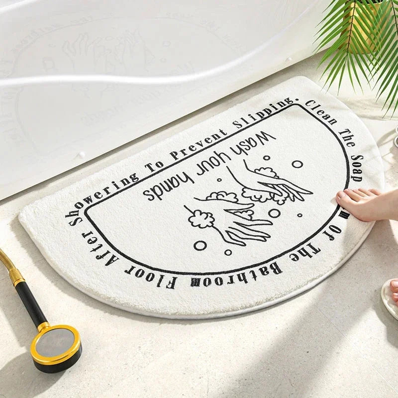 1PC Bathroom Mat Semicircle Floor Rugs Entrance Door Mats Non-slip Mats Cartoon Rug Dustproof Absorbent Carpet Bath Tub Carpets
