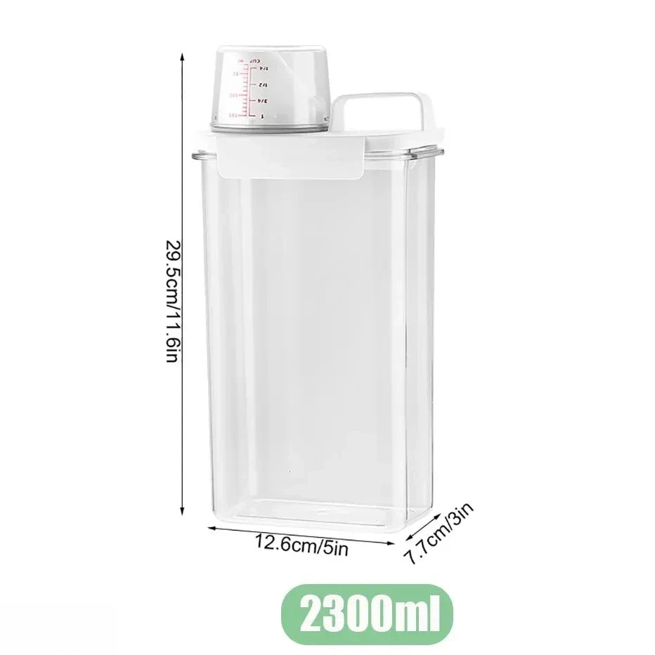 1-3pcs Airtight Laundry Detergent Powder Storage Box Jar Bleach Storage Container Large Capacity Measuring Cup
