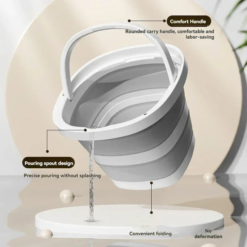 Versatile Folding Water Bucket with Handle for Home and Outdoor Use - Collapsible Fishing Pail for Portable Storage