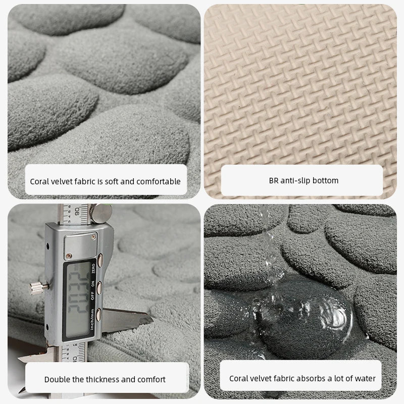 Mat Non Slip Carpets Cobblestone Embossed Bathroom Bath In Wash Basin Bathtub Side Floor Rug Shower Room Doormat Memory Foam