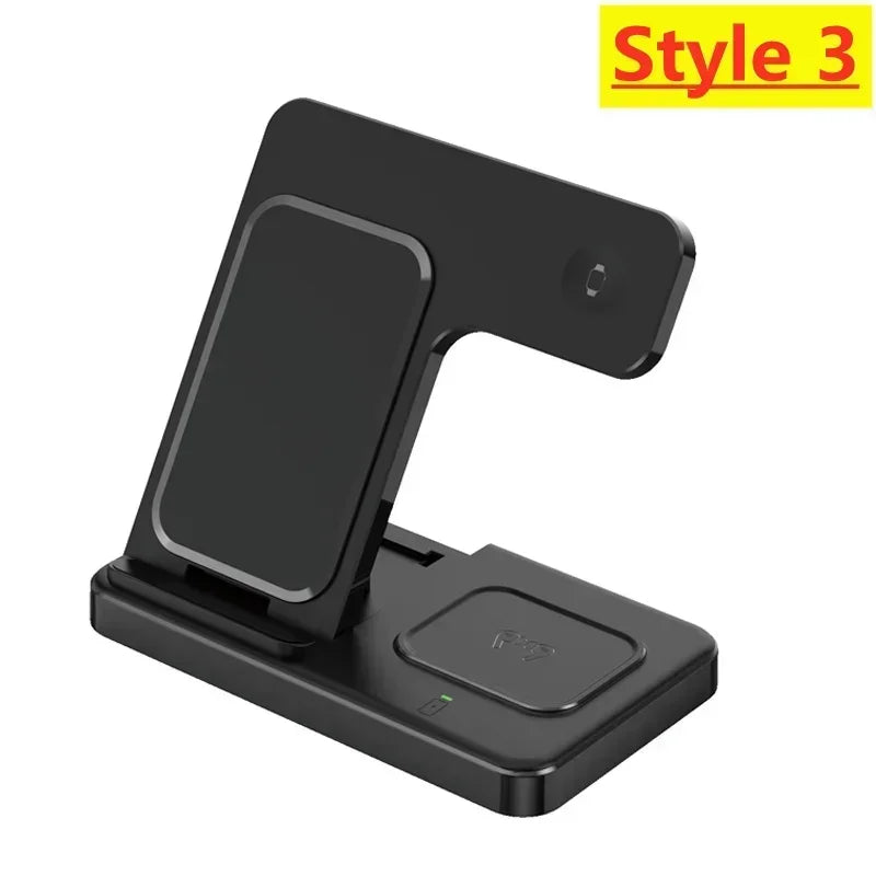 3 In 1 Wireless Charger Pad Stand Phone Holder Bracket Induction Fast Charging Station for iPhone 16 15 14 13 12 iWatch Airpods