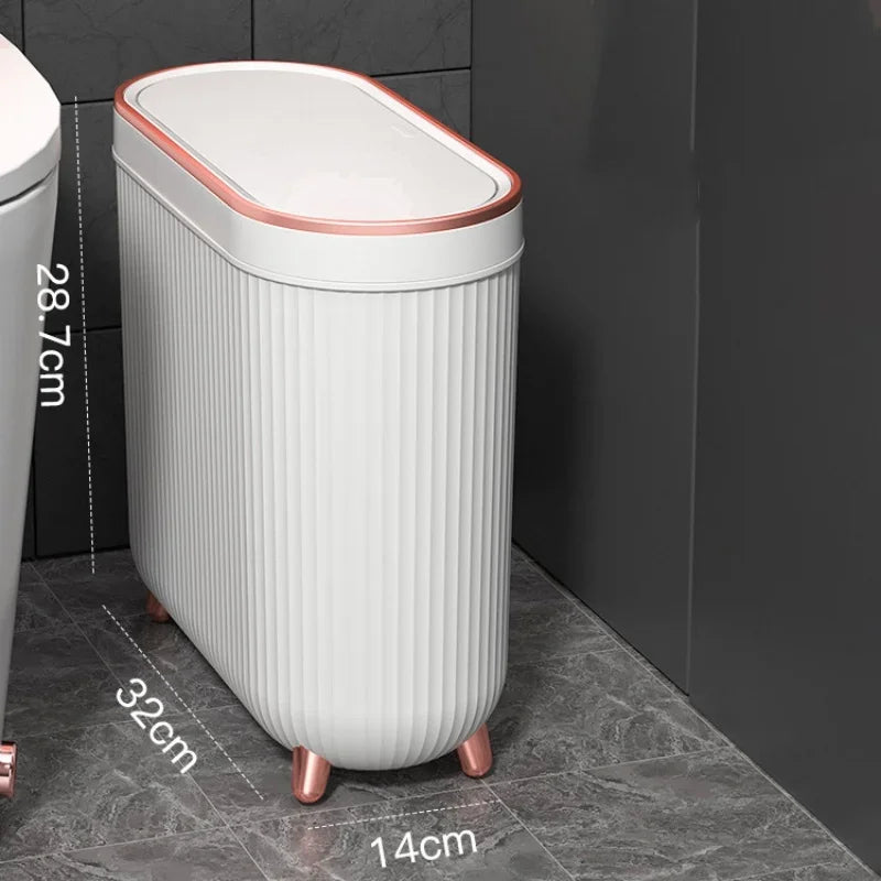 12L Luxury Bathroom Trash Can for Kitchen with Lid Dustbin Waterproof Trash Bin Wastebasket Large Capacity Garbage Bin