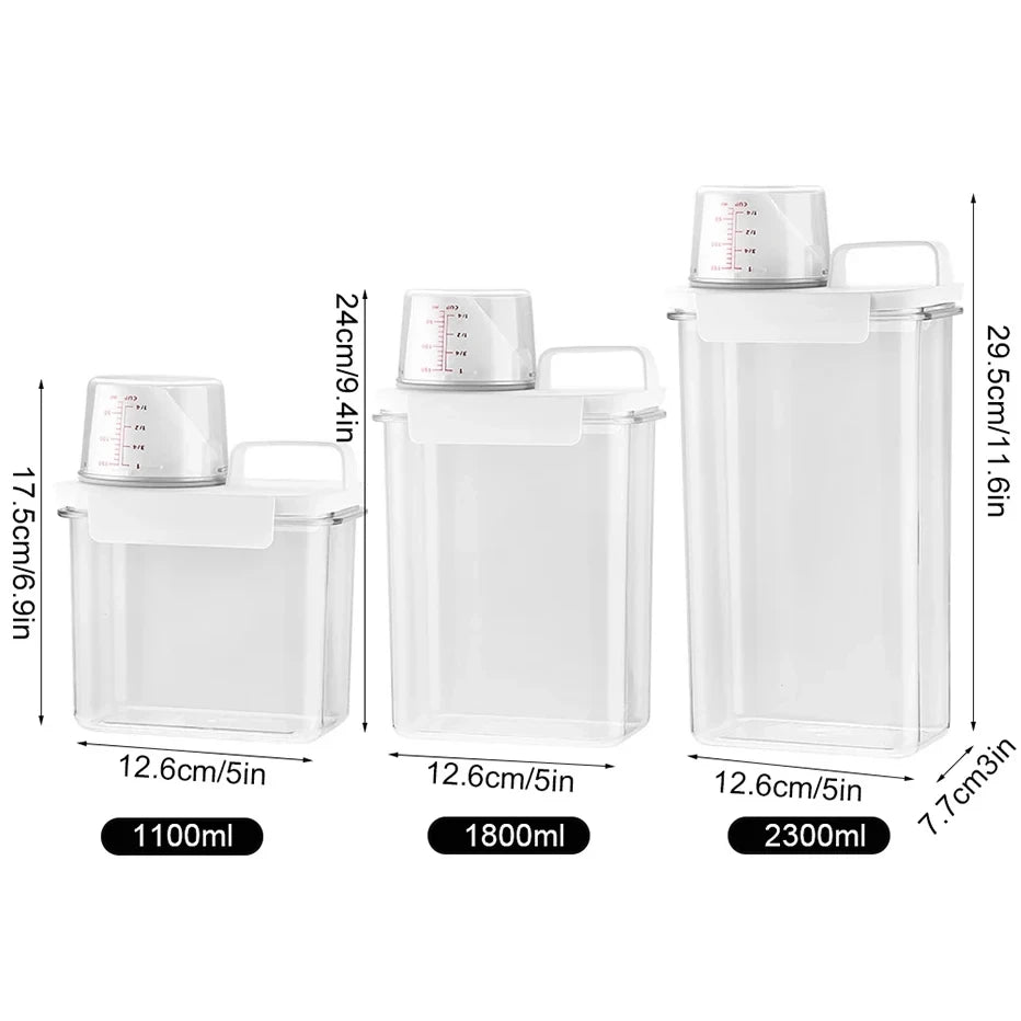 1-3pcs Airtight Laundry Detergent Powder Storage Box Jar Bleach Storage Container Large Capacity Measuring Cup