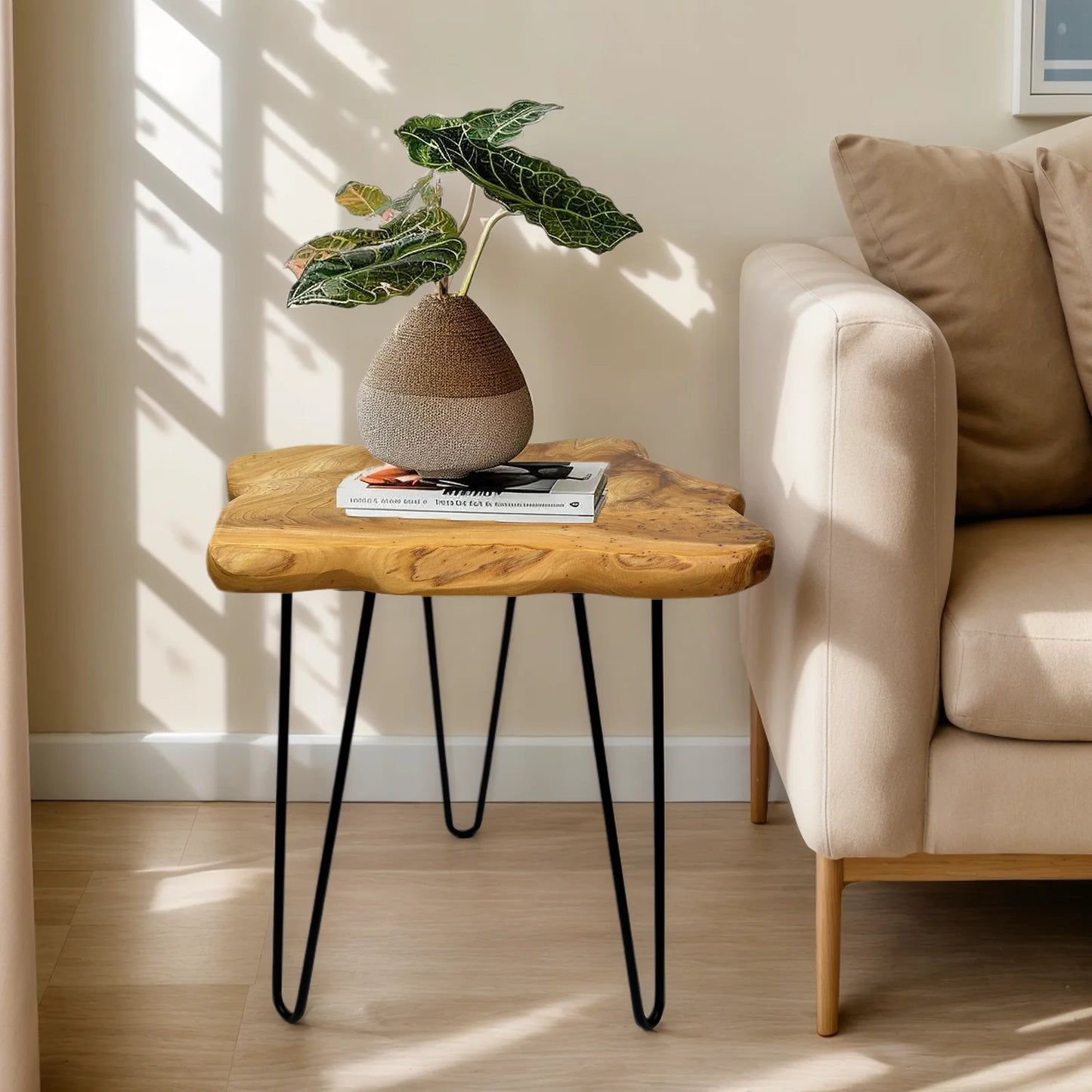 Natural Edge End Table, Wood Side Table, Nightstand, Plant Stand ,Unique desktop for Living Room, Bedroom, Farmhouse Decor
