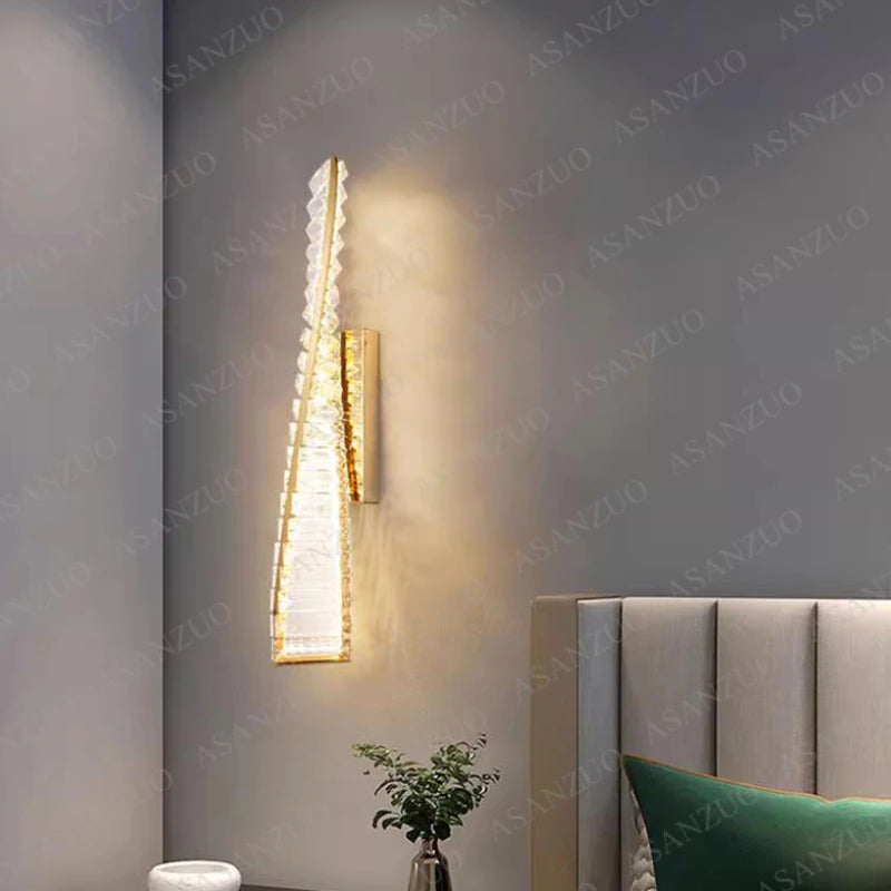 Nordic Long bar crystal wall lamps luxury