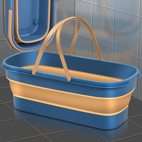 Flat Mop Cleaning Bucket Foldable Portable Mop Water Pail with Handle Rectangular Folding Water Tub for Outdoor Garden Camping
